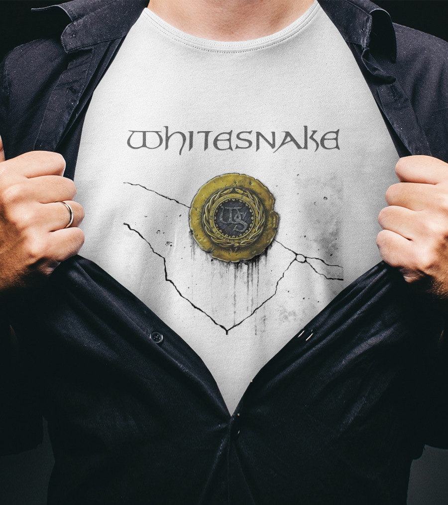 Whitesnake Emblem With Gold Medallion And Metallic T-Shirt
