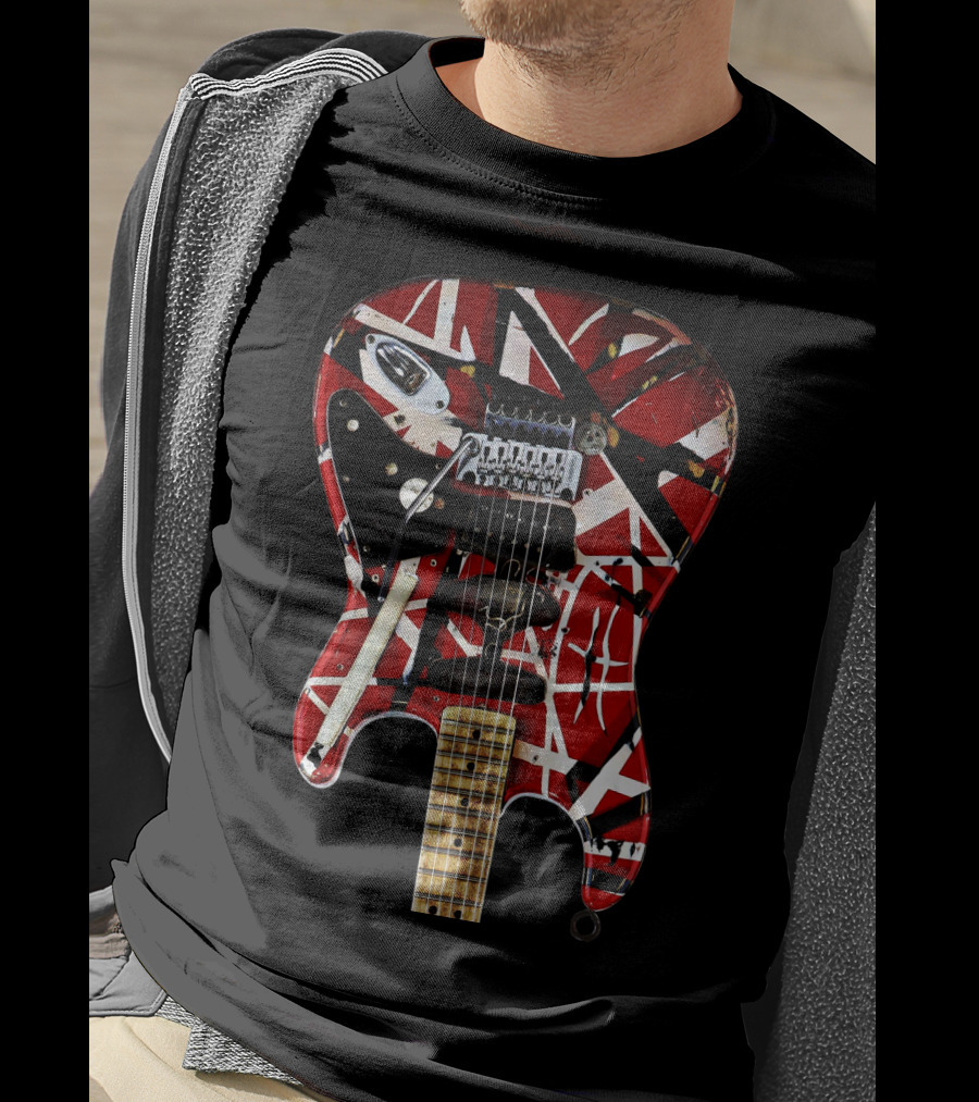 Van Halen Frankenstrat Electric Guitar Red And Black T-Shirt