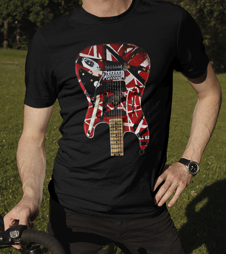 Van Halen Frankenstrat Electric Guitar Red And Black T-Shirt