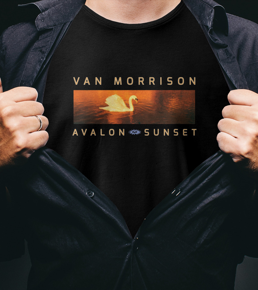 Van Morrison Avalon Sunset Swan On Golden Water T-Shirt