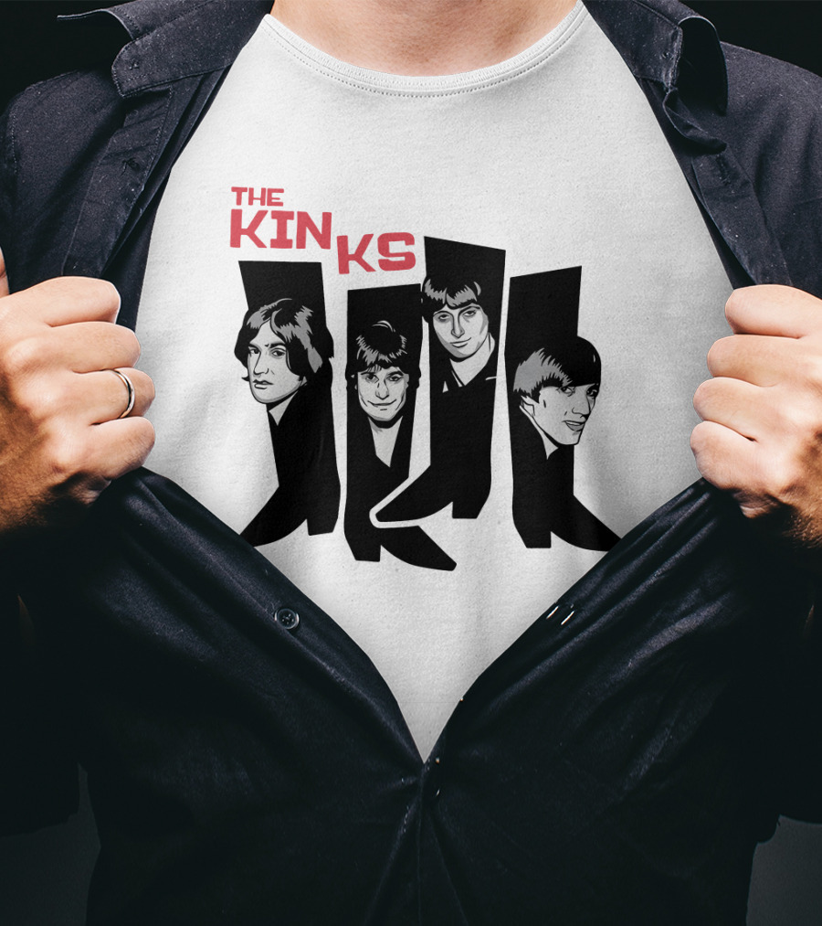 The Kinks Iconic Band Members Black Silhouette Art T-Shirt