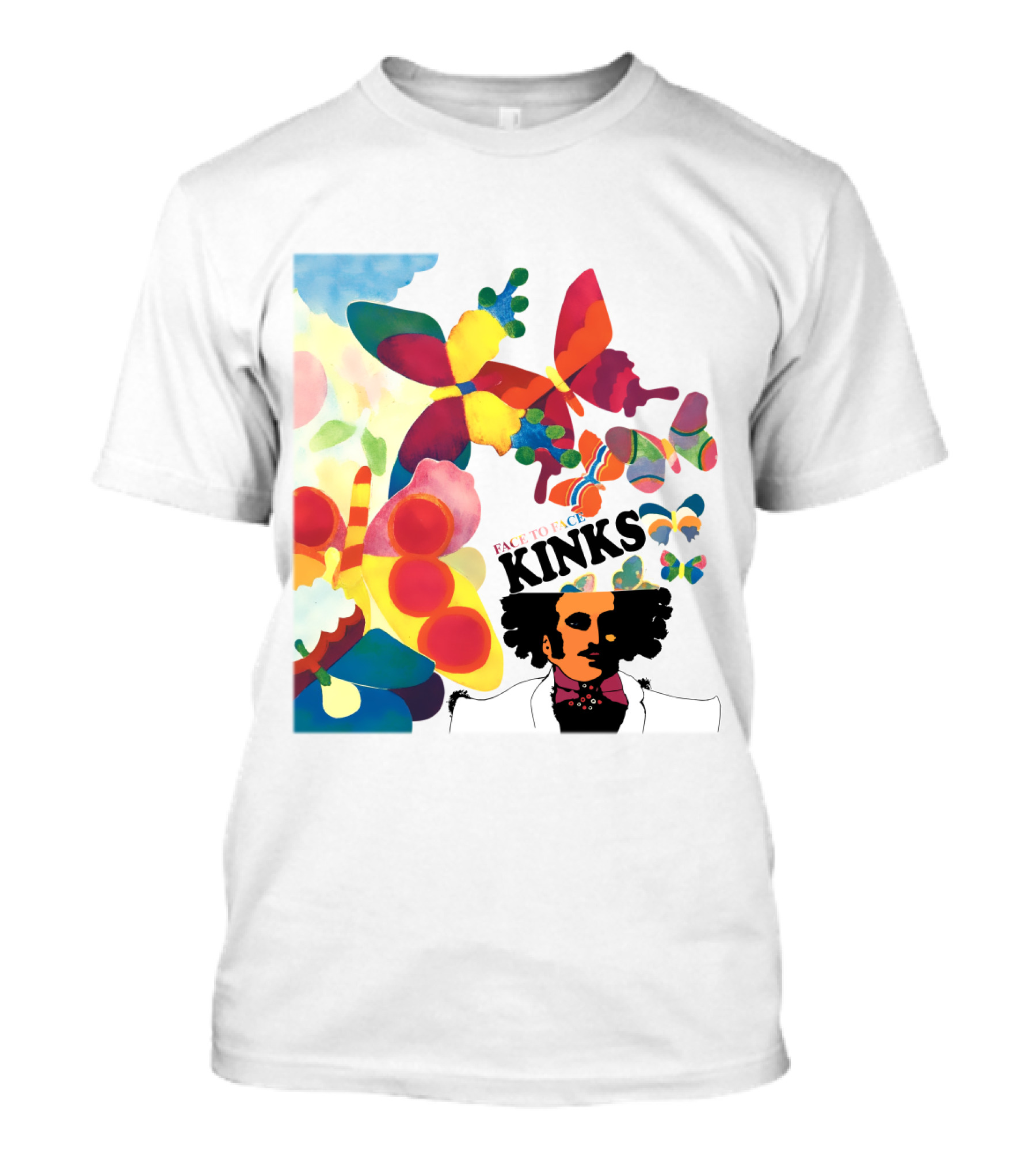 Face To Face Kinks Psychedelic Butterfly Collage T-Shirt