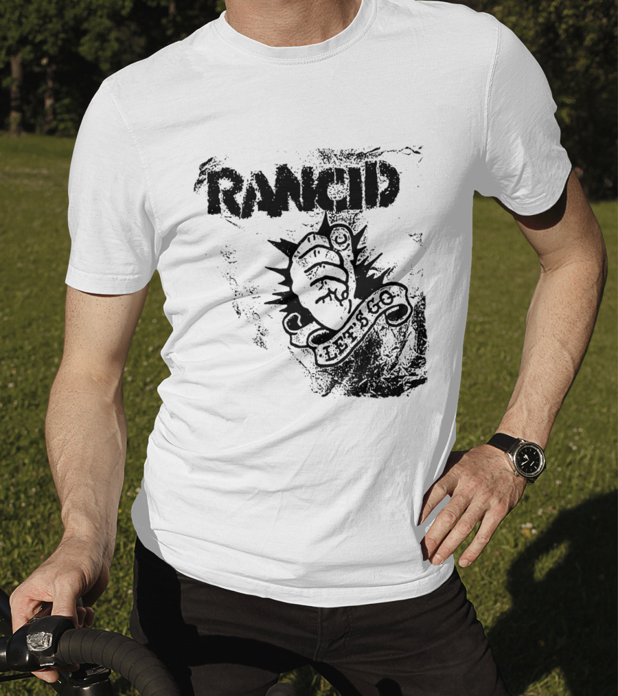 Rancid Let's Go Fist Logo Grunge Style T-Shirt