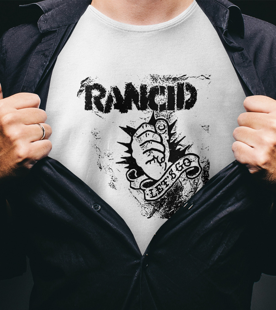 Rancid Let's Go Fist Logo Grunge Style T-Shirt