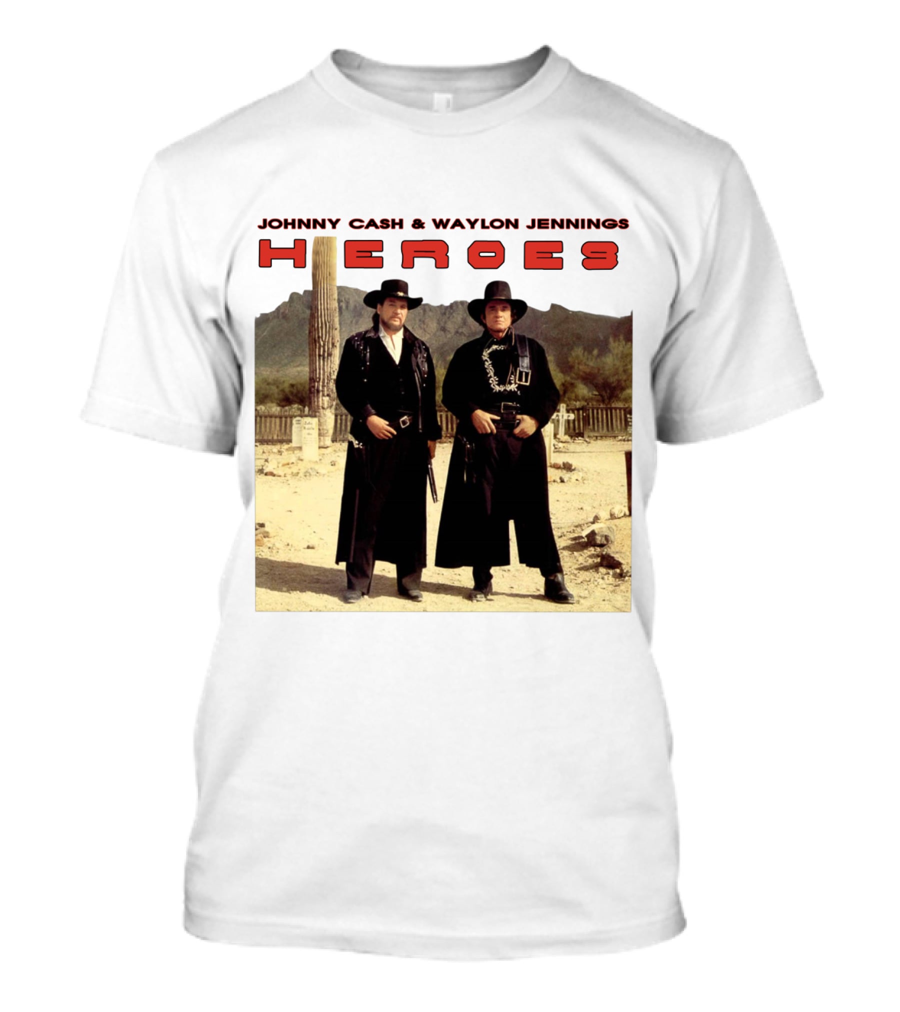 Johnny Cash & Waylon Jennings Heroes Desert Scene T-Shirt