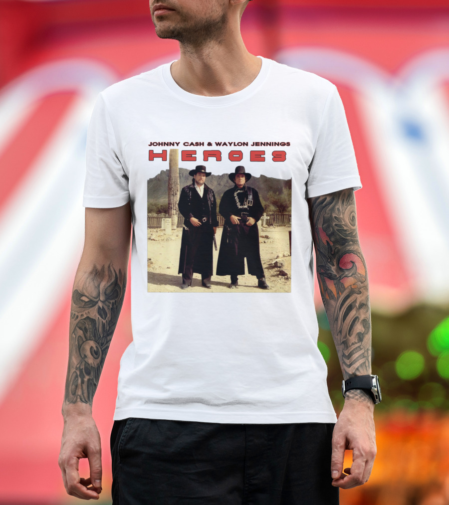 Johnny Cash & Waylon Jennings Heroes Desert Scene T-Shirt