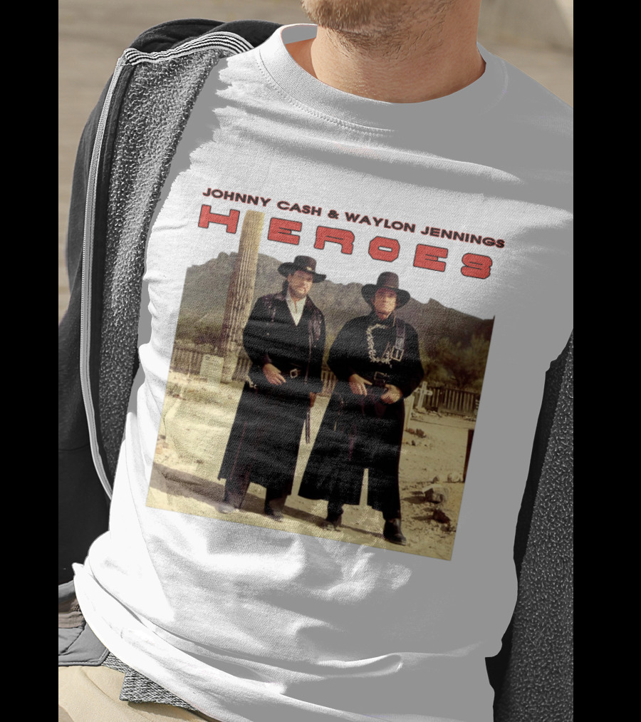 Johnny Cash & Waylon Jennings Heroes Desert Scene T-Shirt