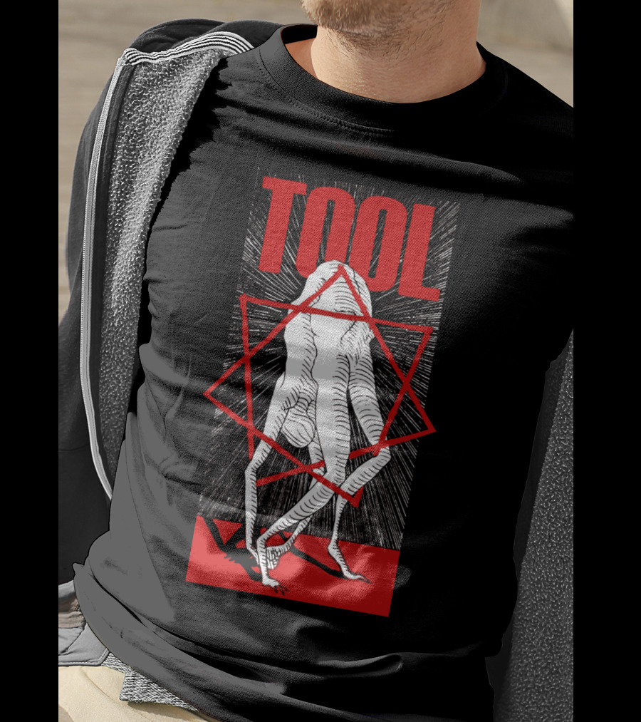 Tool Six-Legged Figure With Geometric Red Star On Black And Red Abstract T-Shirt