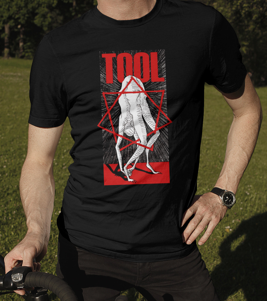 Tool Six-Legged Figure With Geometric Red Star On Black And Red Abstract T-Shirt