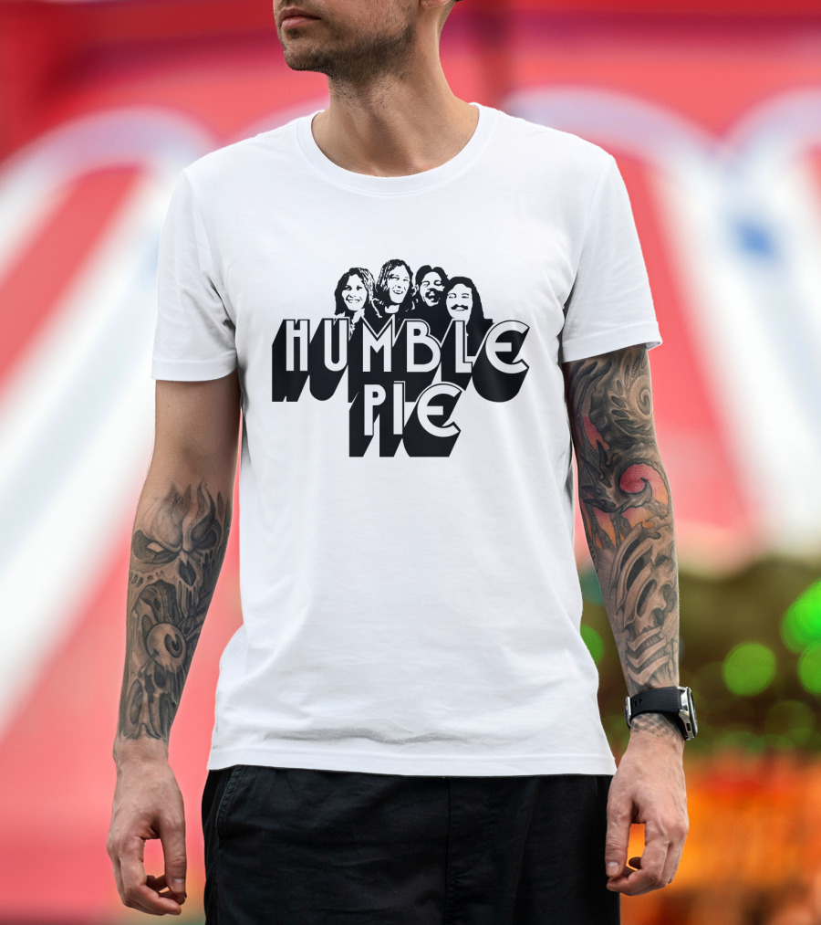 Humble Pie Band Members Black and White Retro T-Shirt