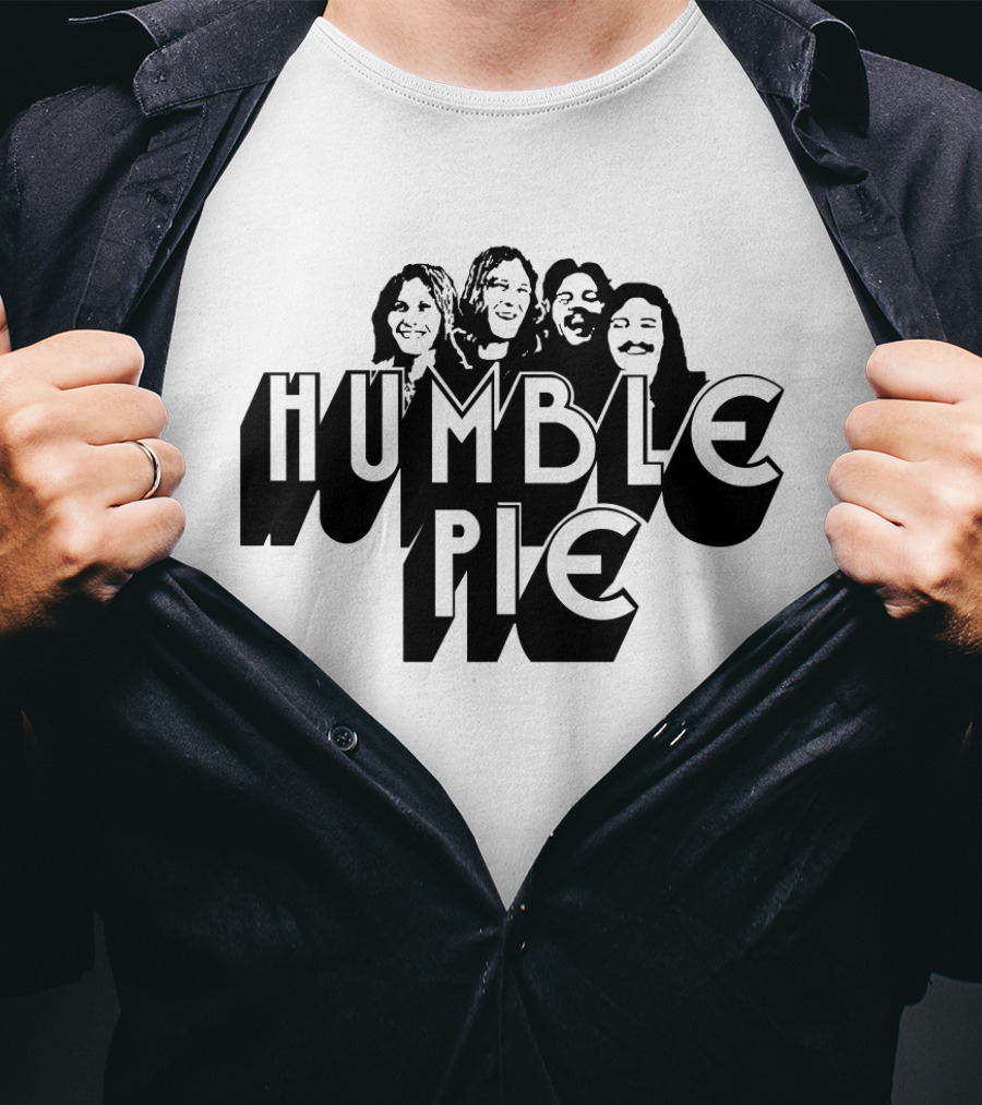 Humble Pie Band Members Black And White Retro T-Shirt