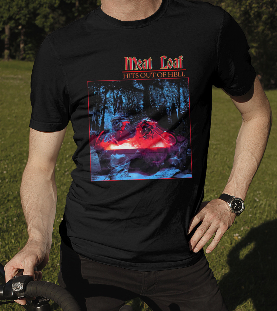 Meat Loaf Hits Out Of Hell Motorcycle Forest Scene T-Shirt