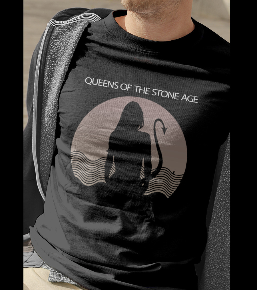 Queens Of The Stone Age Mermaid Silhouette With Tail And Waves T-Shirt
