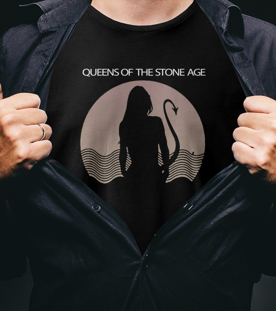 Queens Of The Stone Age Mermaid Silhouette With Tail And Waves T-Shirt