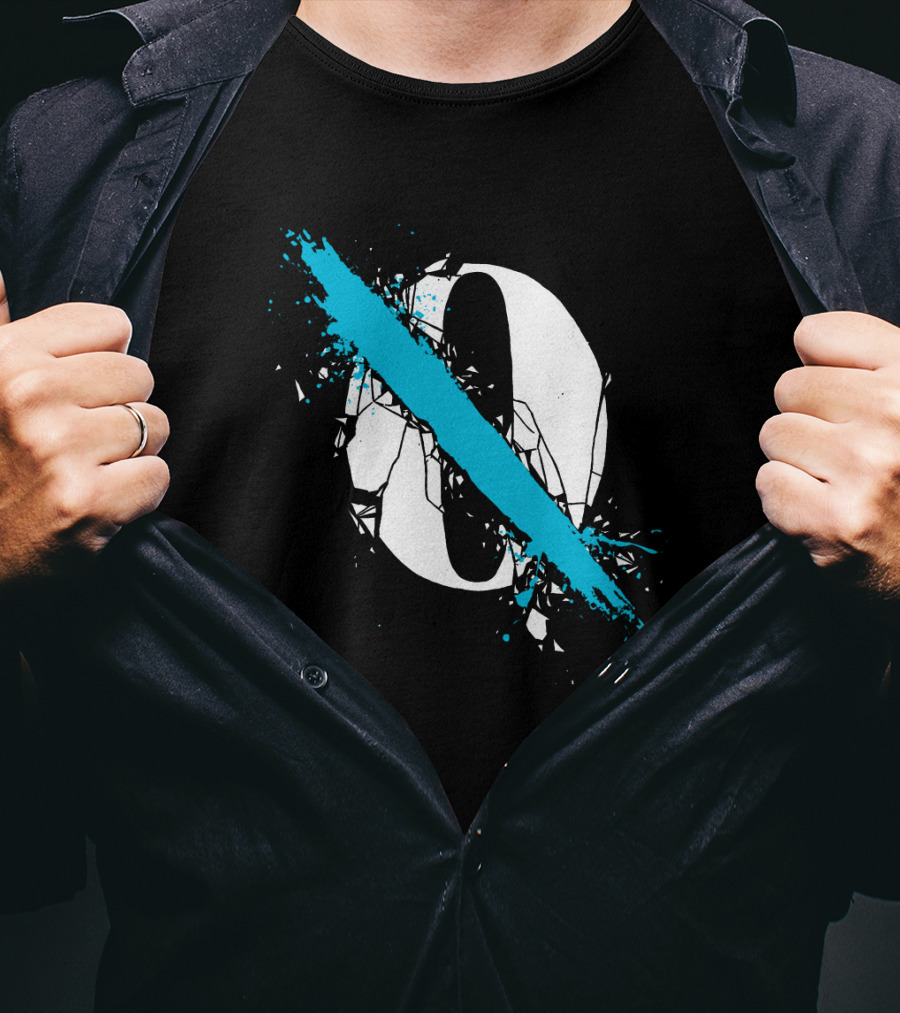 Qotsa Cracked Zero With Blue Diagonal Line T-Shirt