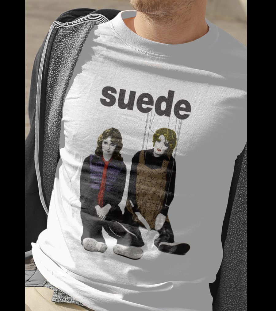 Suede Band Puppet Imagery With Colorful Outfits T-Shirt