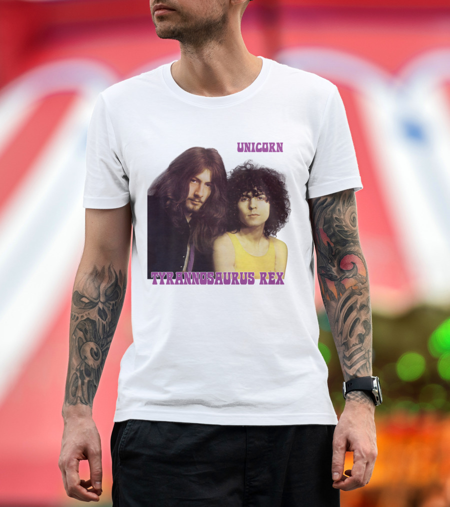 Unicorn Tyrannosaurus Rex Band Members Retro Photo T-Shirt