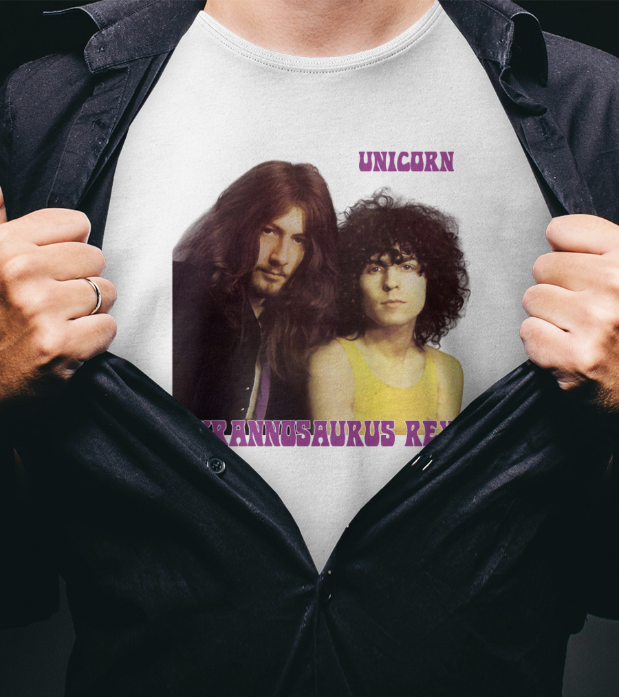 Unicorn Tyrannosaurus Rex Band Members Retro Photo T-Shirt