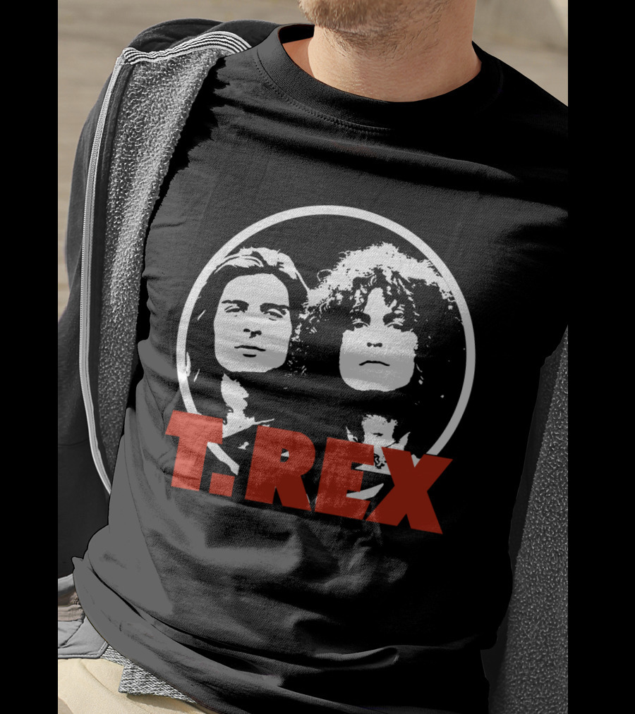 T. Rex Band Graphic Portrait With Bold Red T-Shirt