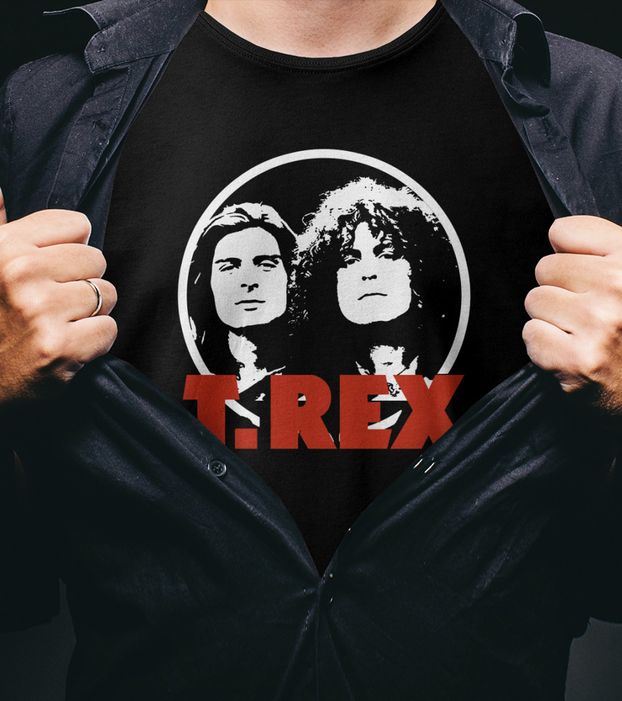 T. Rex Band Graphic Portrait With Bold Red T-Shirt