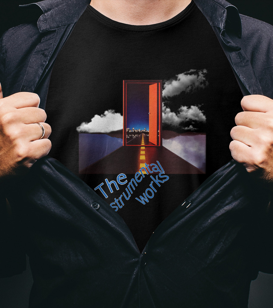 The Instrumental Works Door To Cityscape Under Clouds T-Shirt