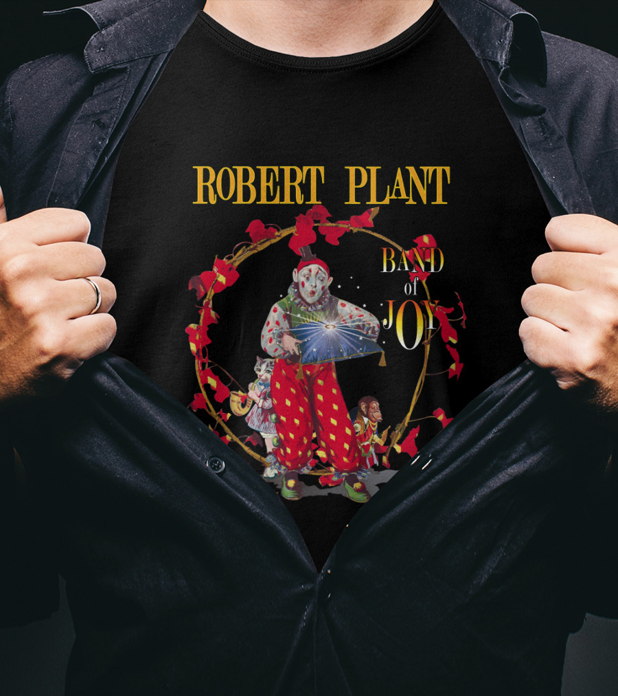 Robert Plant Band Of Joy Clown And Performers With Red Leaves T-Shirt