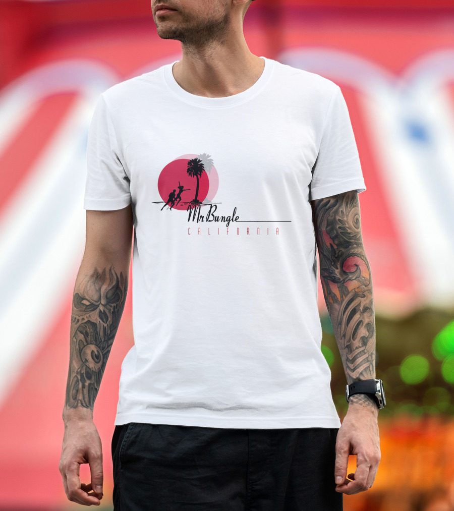 Mr. Bungle California Palm Tree Red Sun Surf Scene T-Shirt