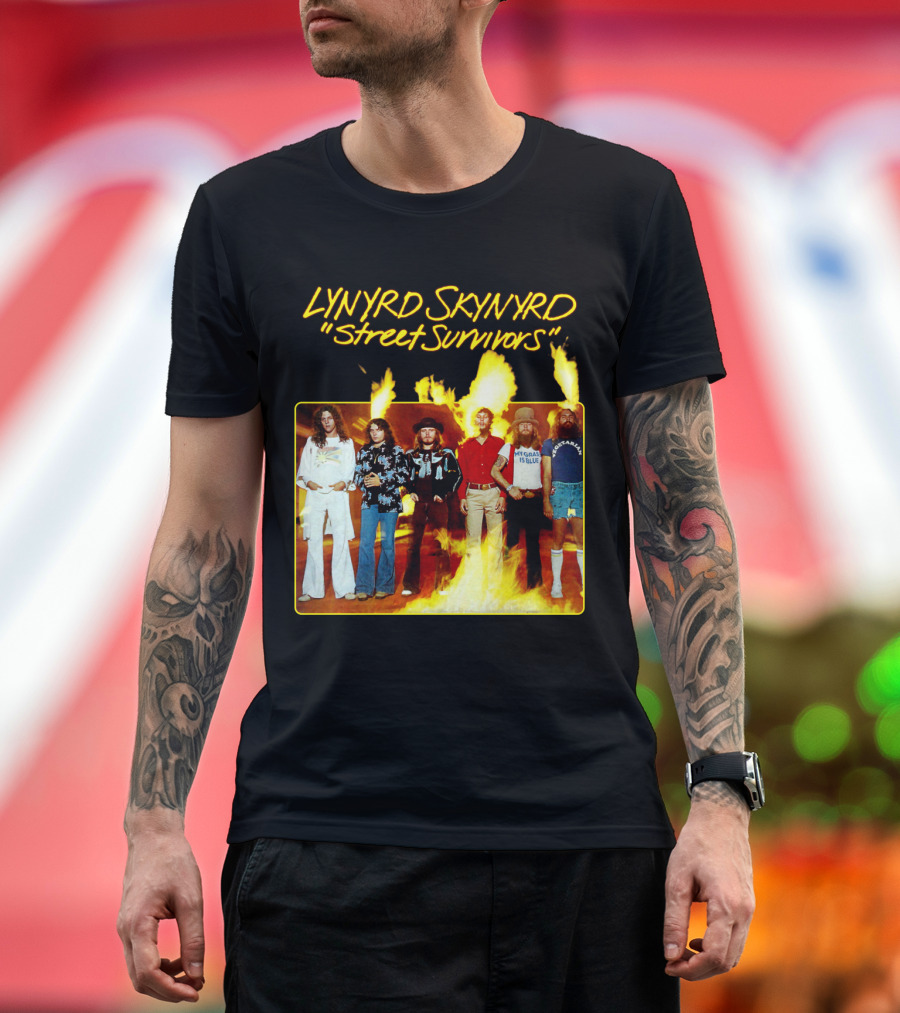 Lynyrd Skynyrd Street Survivors Album Cover Art Fiery T-Shirt