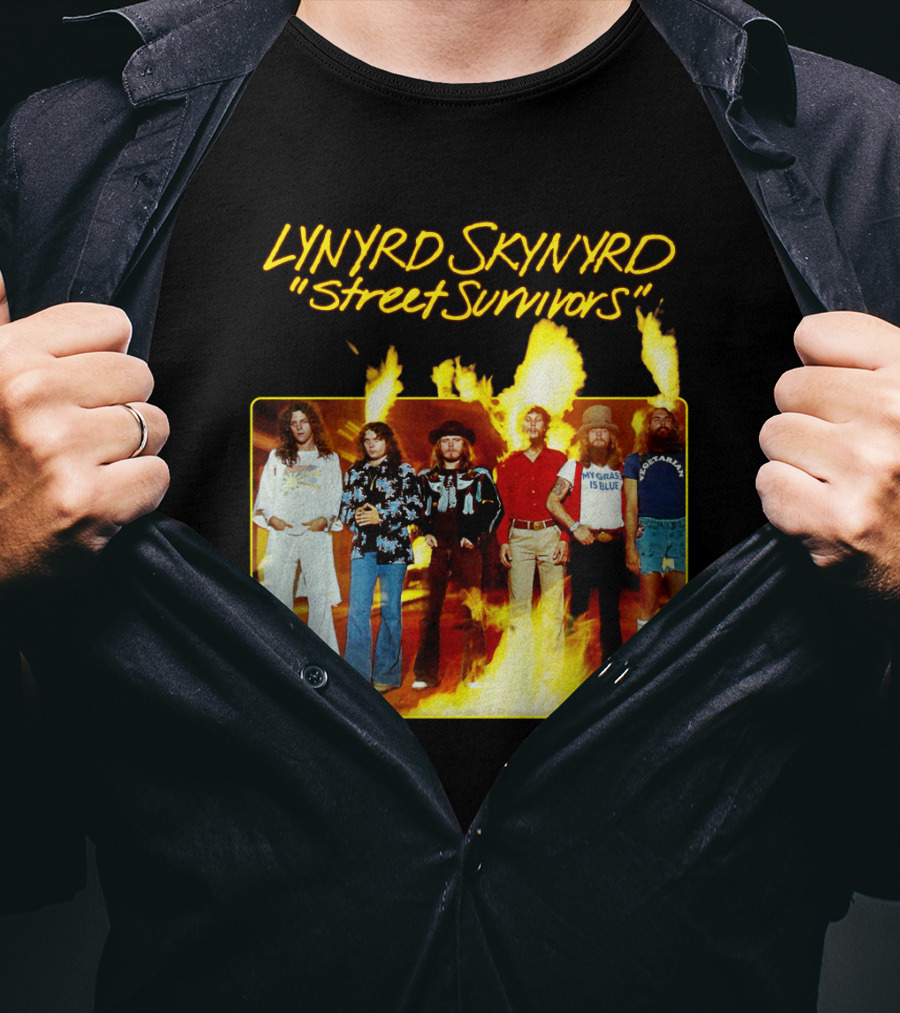 Lynyrd Skynyrd Street Survivors Album Cover Art Fiery T-Shirt