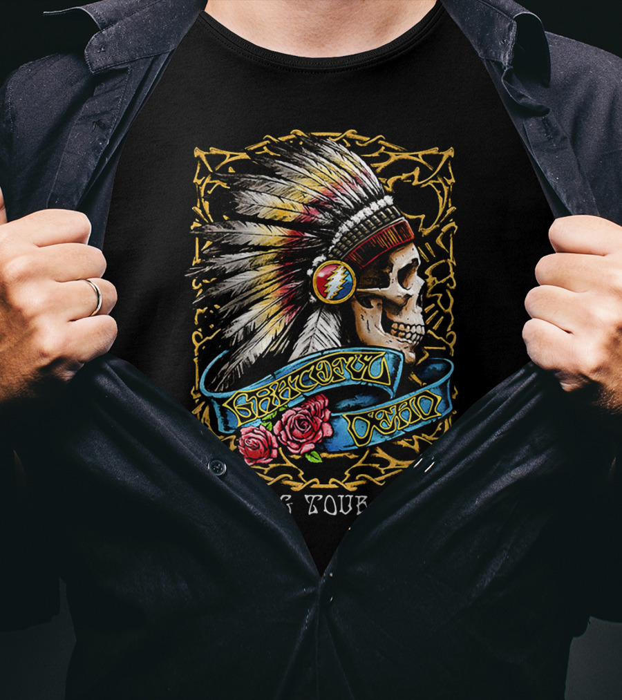 Grateful Dead Spring Tour 1990 Native American Skull And Roses T-Shirt