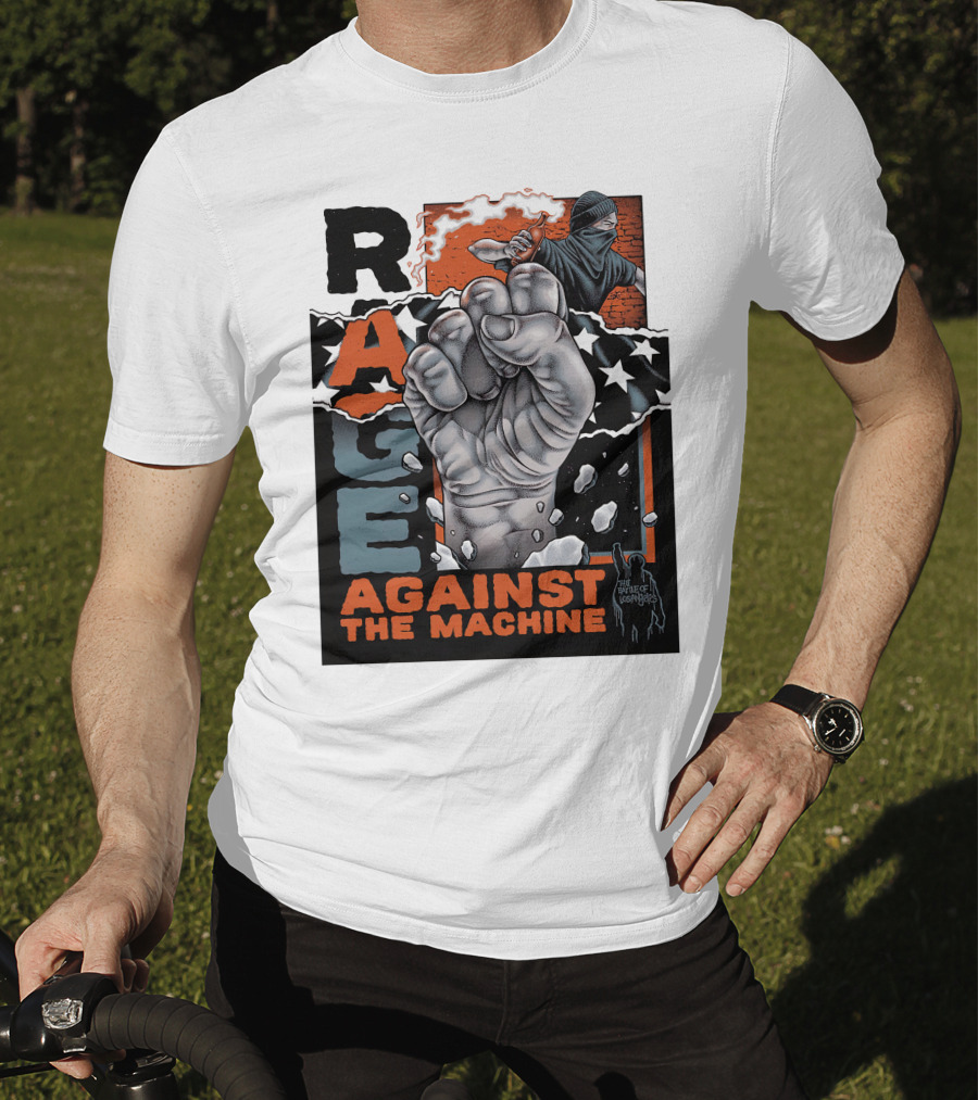 Rage Against The Machine Raised Fist With Stars And Protest T-Shirt