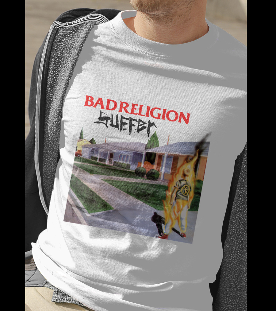 Bad Religion Suffer Album Cover Burning Figure Artwork T-Shirt