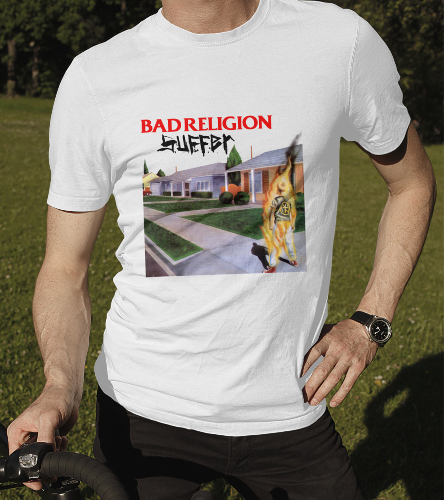 Bad Religion Suffer Album Cover Burning Figure Artwork T-Shirt
