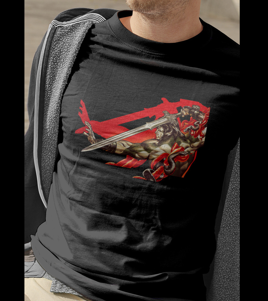 Conan Sword Action With Red Snakes And Warrior T-Shirt