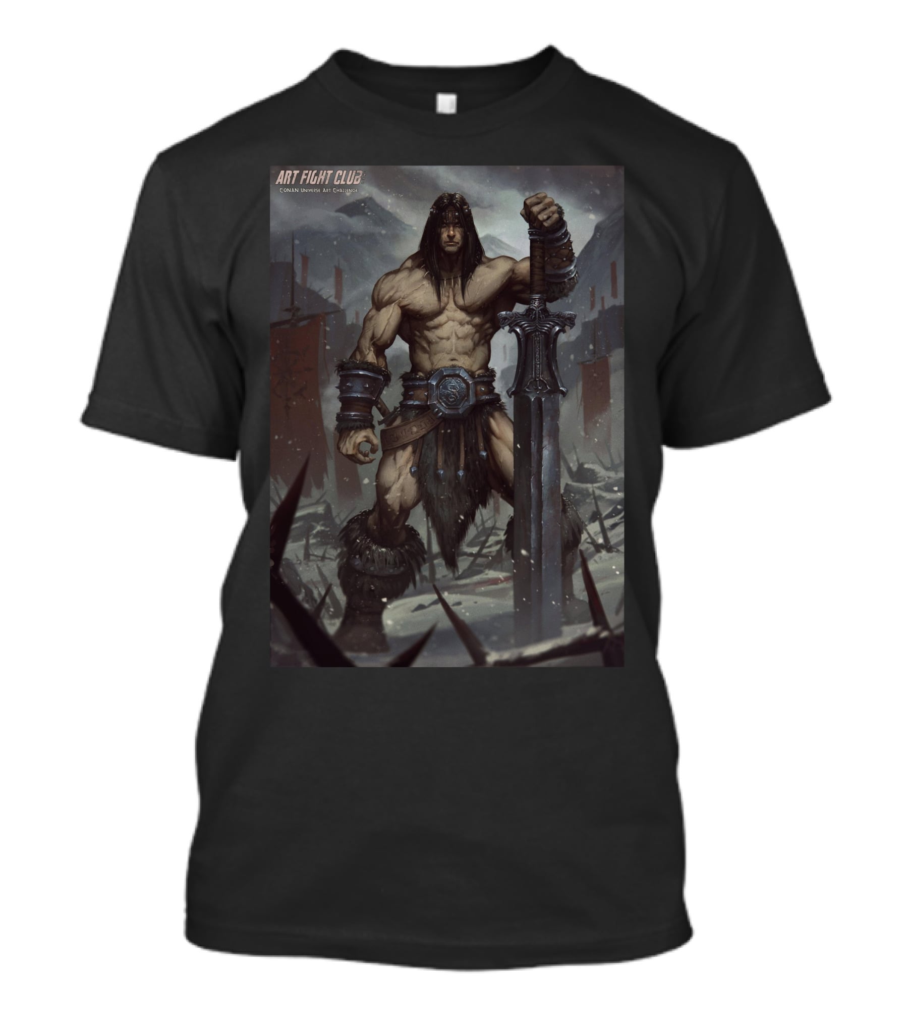 Art Fight Club Conan Chamba Sword Warrior Scene T-Shirt