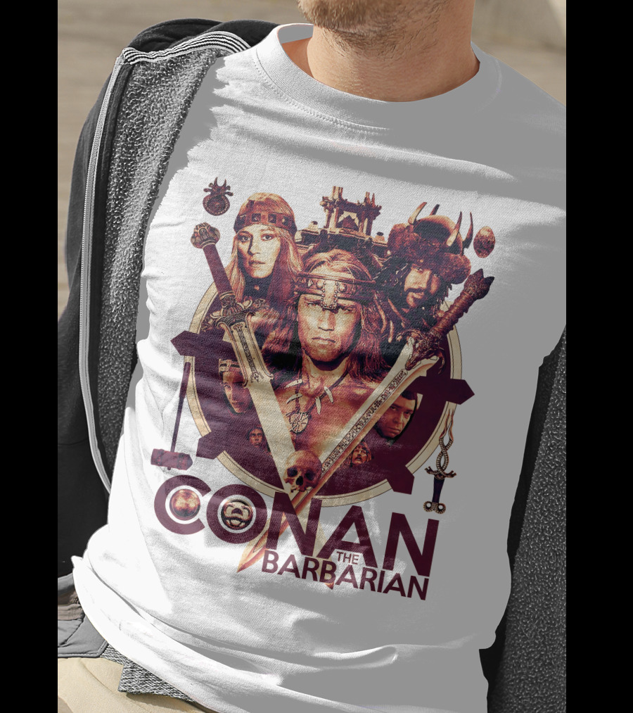 Conan The Barbarian Warrior Circle With Swords And Characters T-Shirt
