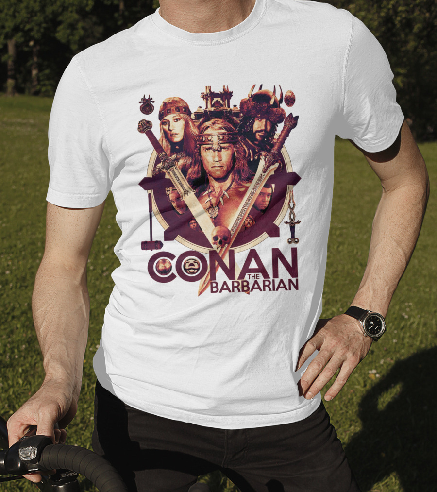 Conan The Barbarian Warrior Circle With Swords And Characters T-Shirt