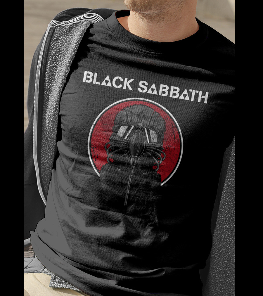 Black Sabbath Gas Mask Design With Red Circle T-Shirt