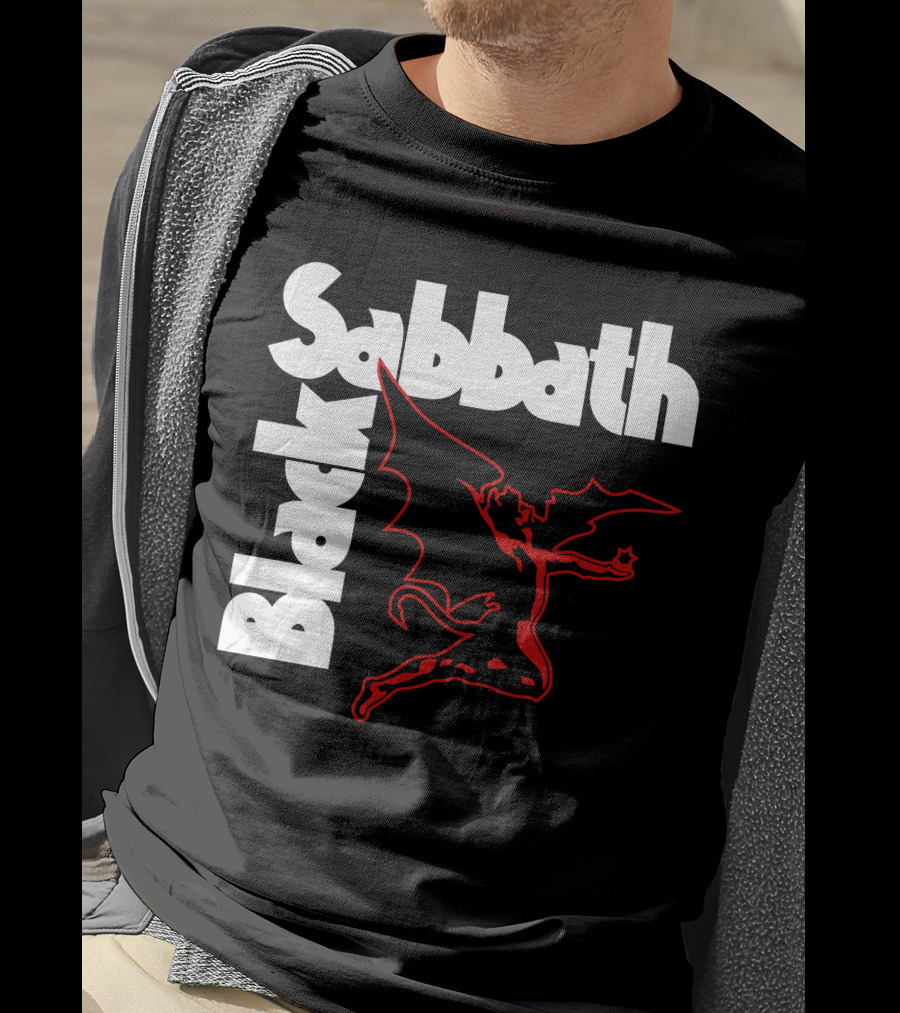 Black Sabbath Logo With Red Winged Figure T-Shirt