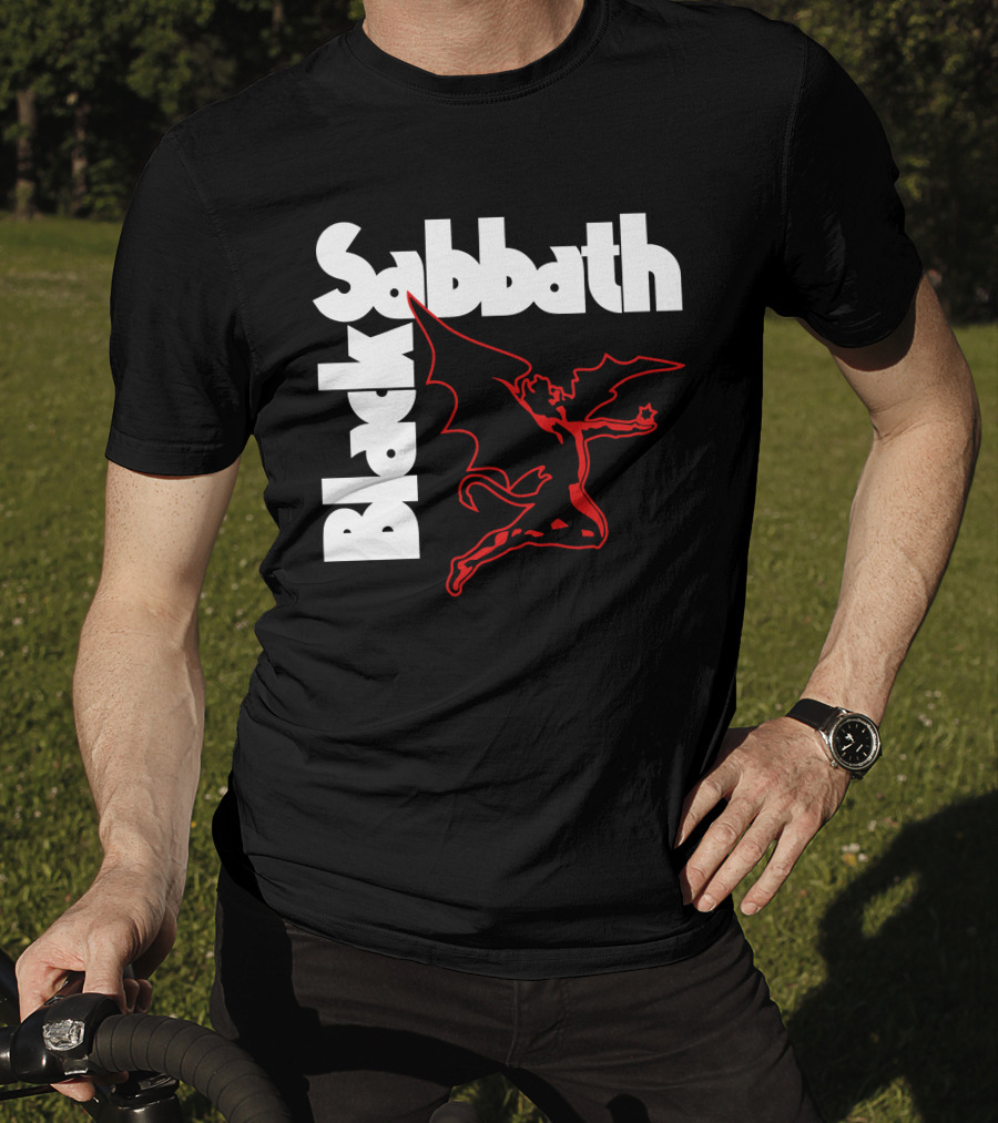 Black Sabbath Logo With Red Winged Figure T-Shirt