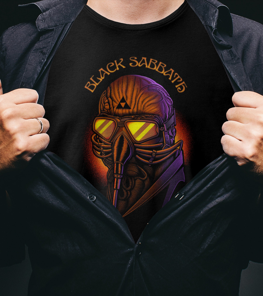 Black Sabbath Plague Doctor Gas Mask Art T-Shirt