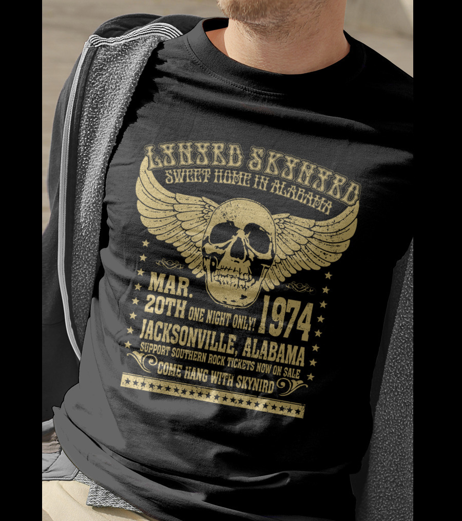 Lynyrd Skynyrd Sweet Home Alabama Mar 20Th 1974 Jacksonville Alabama T-Shirt