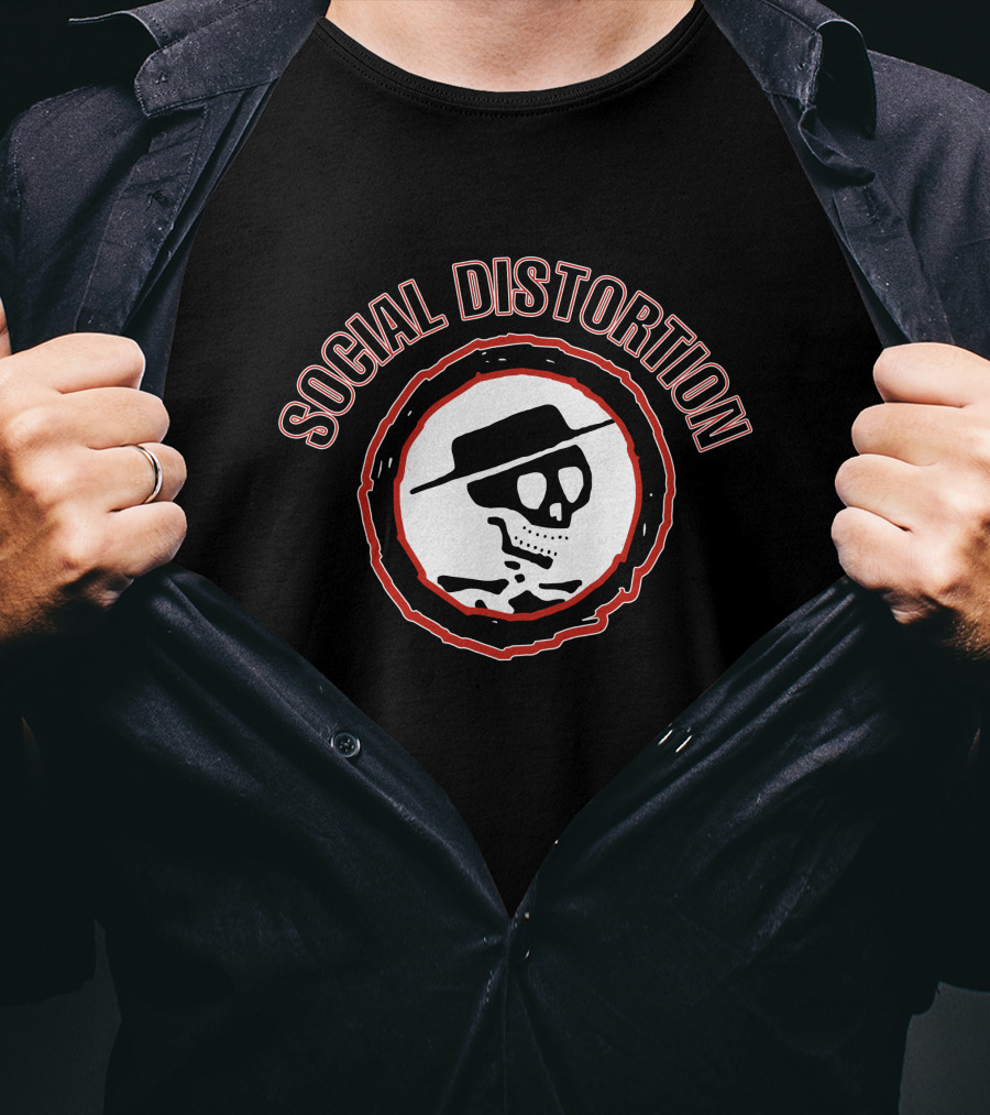 Social Distortion Skeleton Logo With Hat T-Shirt