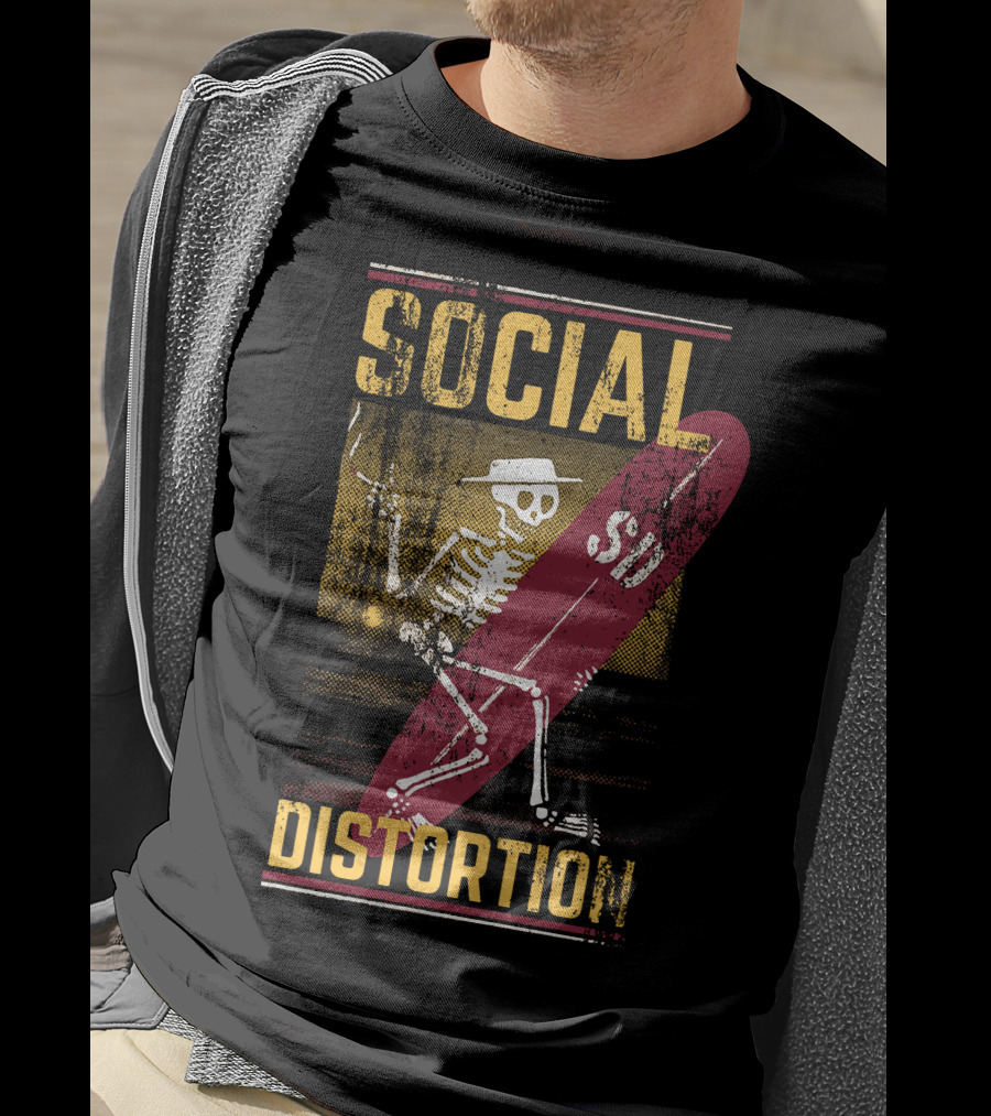 Social Distortion Skeleton With Surfboard Sdt T-Shirt