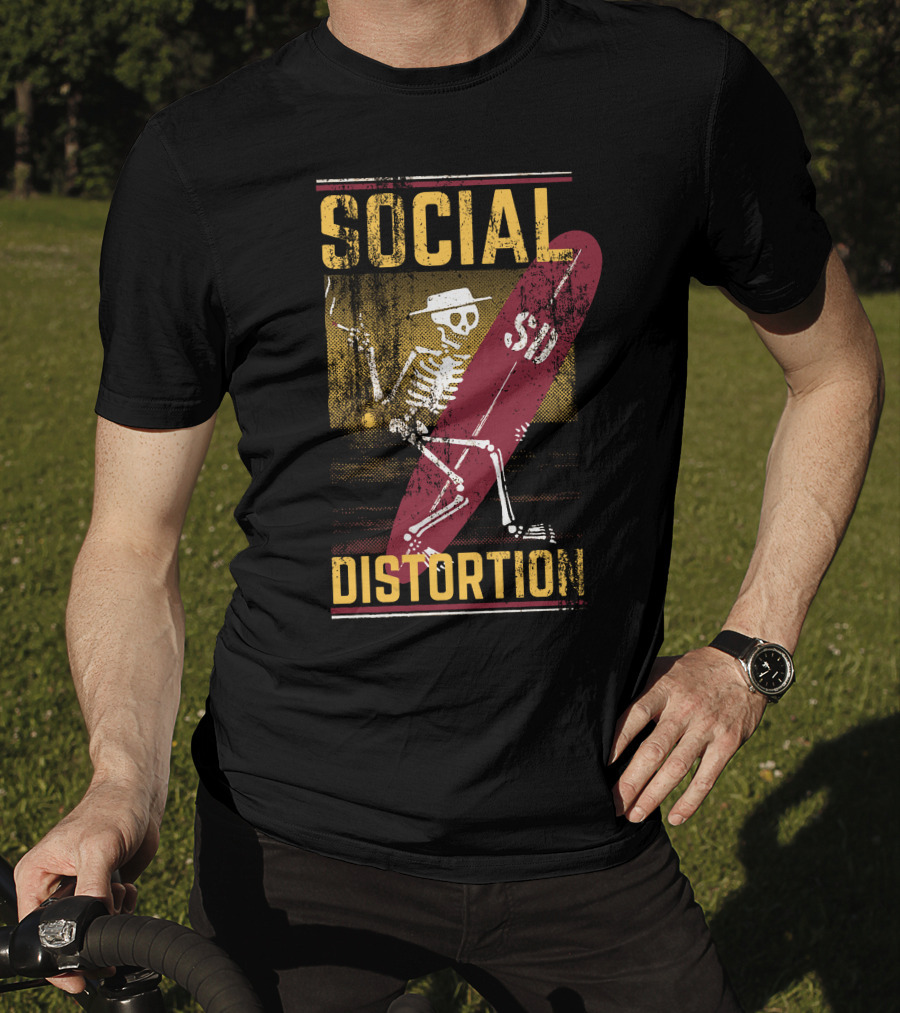Social Distortion Skeleton With Surfboard Sdt T-Shirt