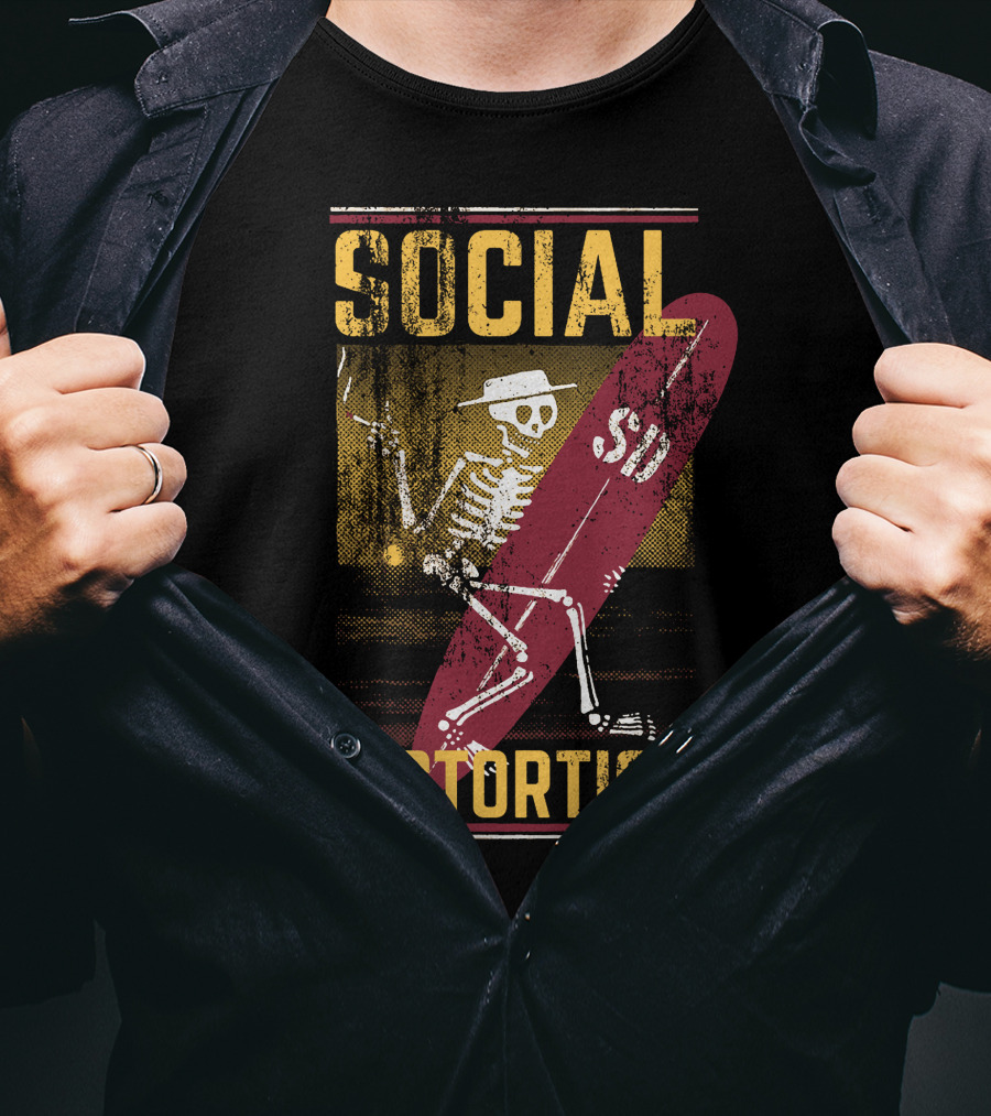Social Distortion Skeleton With Surfboard Sdt T-Shirt