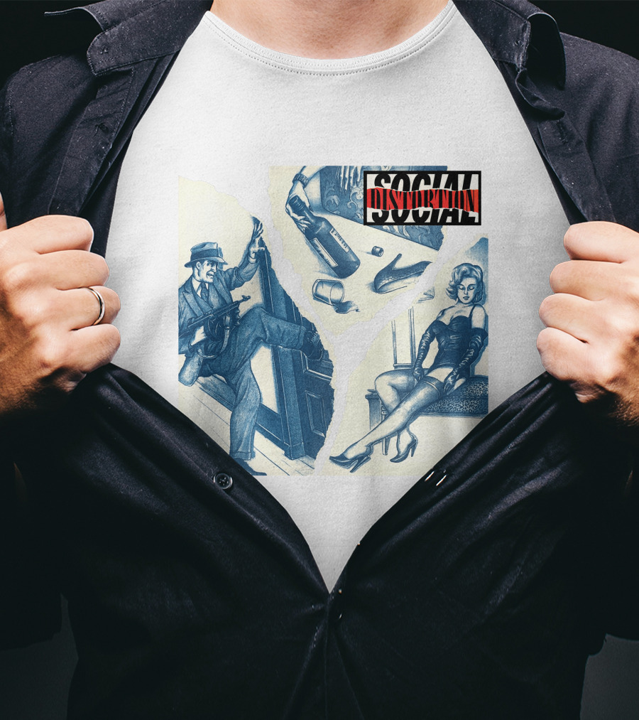 Social Distortion Retro Noir Collage With Gangster And Femme Fatale T-Shirt