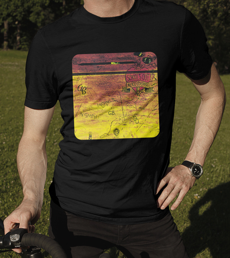 School's Out Alice Cooper Wooden Desk T-Shirt