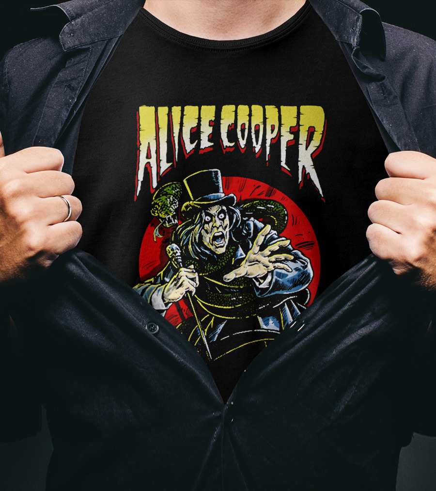 Alice Cooper Horror Snake Red Circle T-Shirt