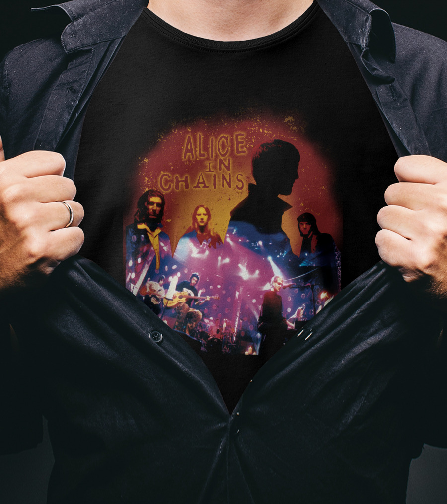 Alice In Chains Band Silhouette Concert Performance Collage T-Shirt